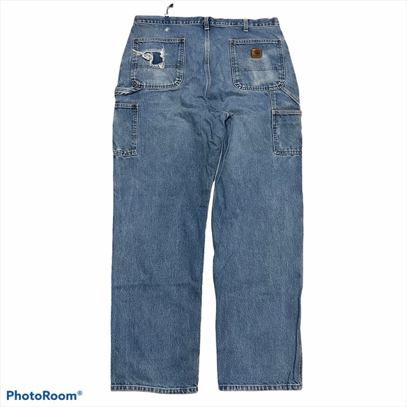 Carhartt Men's Dungaree Fit Distressed Cargo Jeans 38 x 34 - Picture 2 of 3